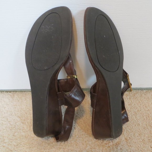 Brown & Gold Wedge Sandals - Picture 2 of 2